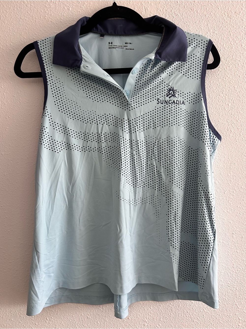 Under Armour Light Blue and Navy Sleeveless Golf Polo Tank